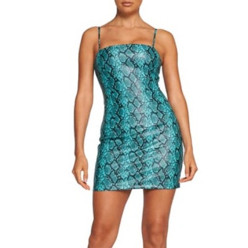Tiger Mist teal snakeskin dress